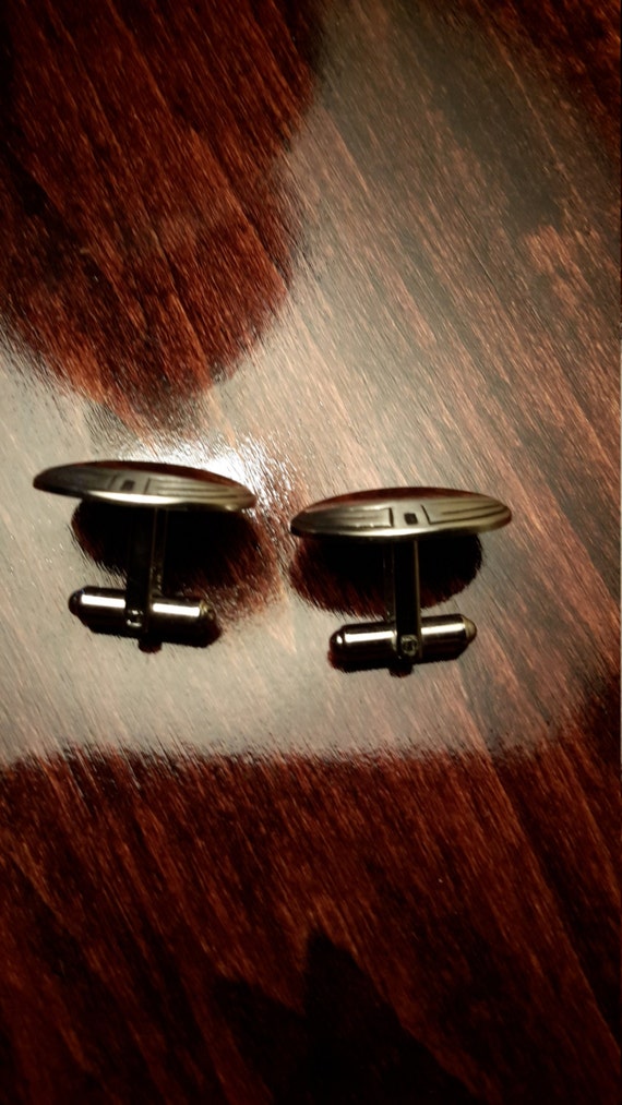 Vintage Hickok USA Silver Tone Art Deco Cufflinks Gem