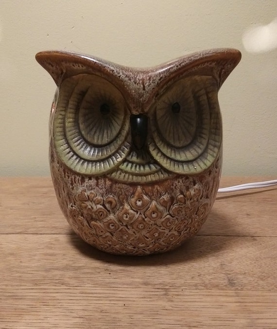 Vintage Pottery Owl Lamp Accent Light Night Light Etsy Australia