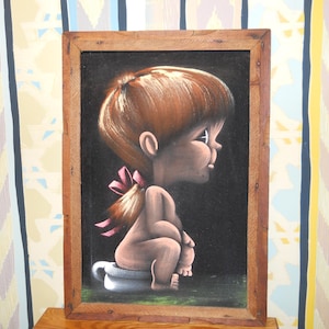 MCM Big Eyed Girl Black Velvet Painting
