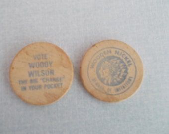 Vintage Political Token Wooden Nickel