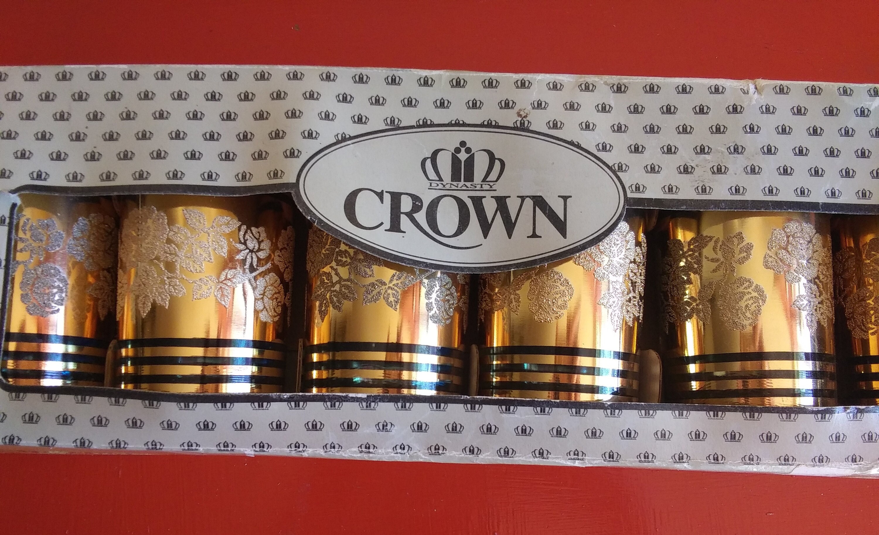 6oz Gold and Cobalt Tumbler 6 Piece Set in Original Box