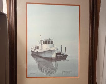 Framed Mid Century Still Life Lithograph D. Porinchak 