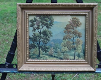 Framed Mid Century Pastoral Scene Landscape