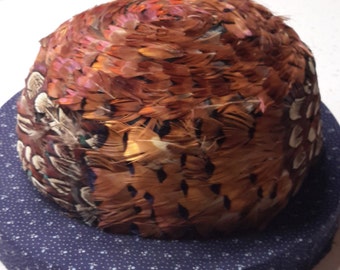 Vintage Pillbox Pheasant Feather Hat