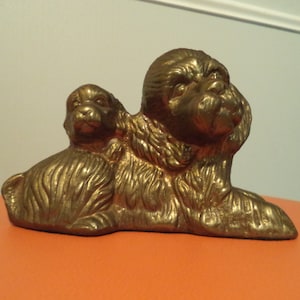 Solid Brass Dog and Pup Statue  Fritz Brass Korea