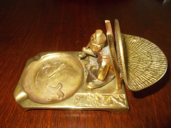 Vintage Brass Pipe Rest Incense Burner Made in Korea Circa 1940/'s