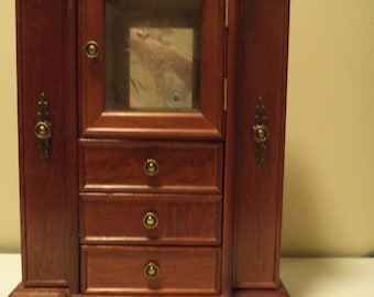 Vintage Table Top / Vanity Jewelry Armoire / Chest