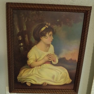Antique Framed Lithograph Age of Innocence by Sir Joshua Reynolds