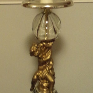Hollywood Regency Spelter and Acrylic Cherub Table Lamp