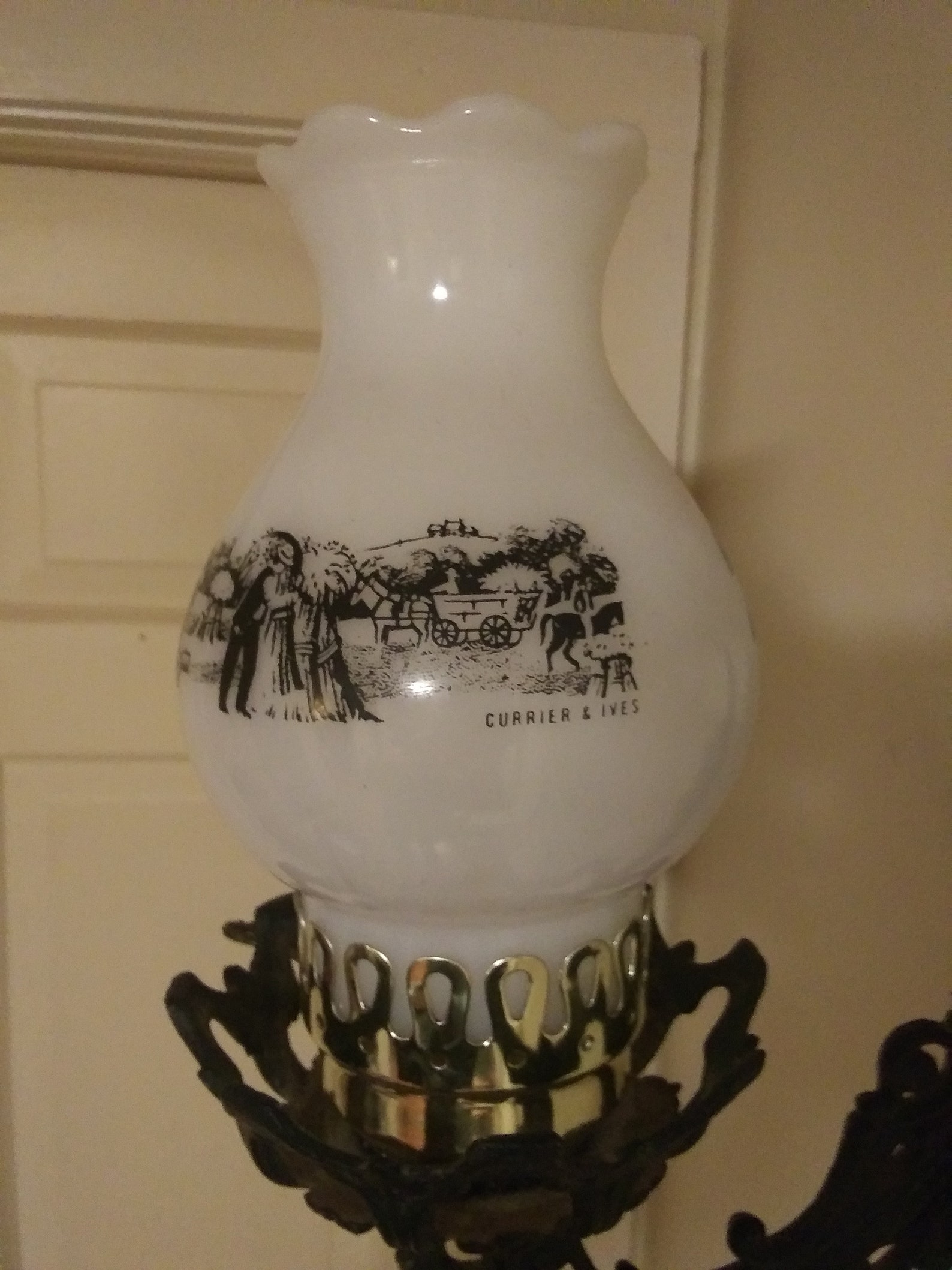 Victorian Cast Iron Oil Lamp Wall Sconce Electric Lamp Milk Etsy