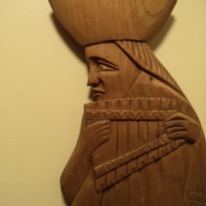 Vintage Hand Carved Wall Art Musician Playing Harpsichord