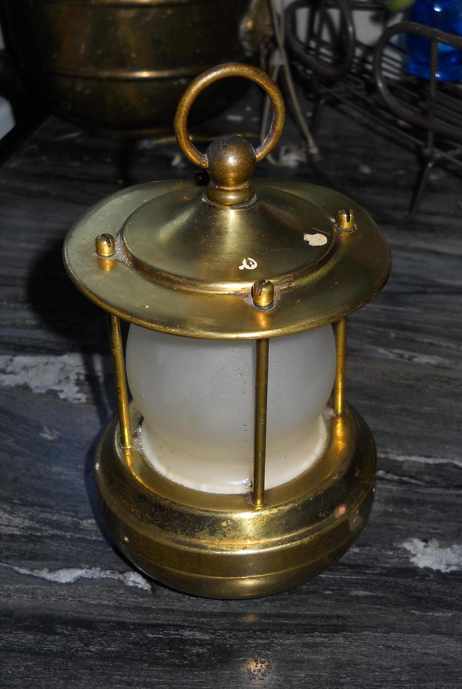 Antique Battery Operated Brass Binnacle Light Circa 30's Not Working