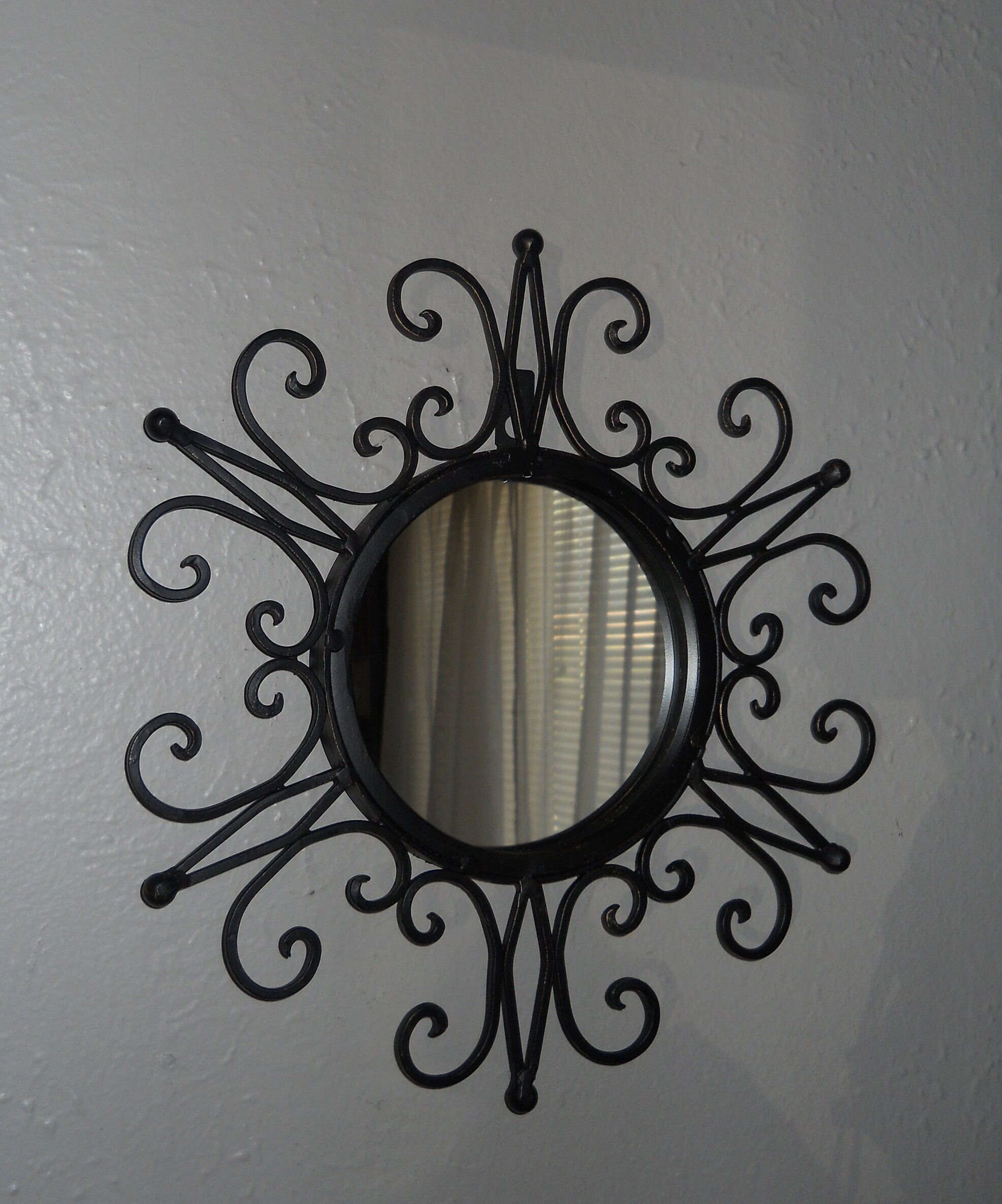 Vintage Black Wrought Iron Hanging Wall Mirror - Etsy