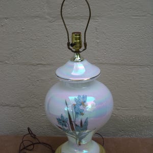 Hollywood Regency Iridescent Glass Ginger Jar Table Lamp Circa 70&#39;s