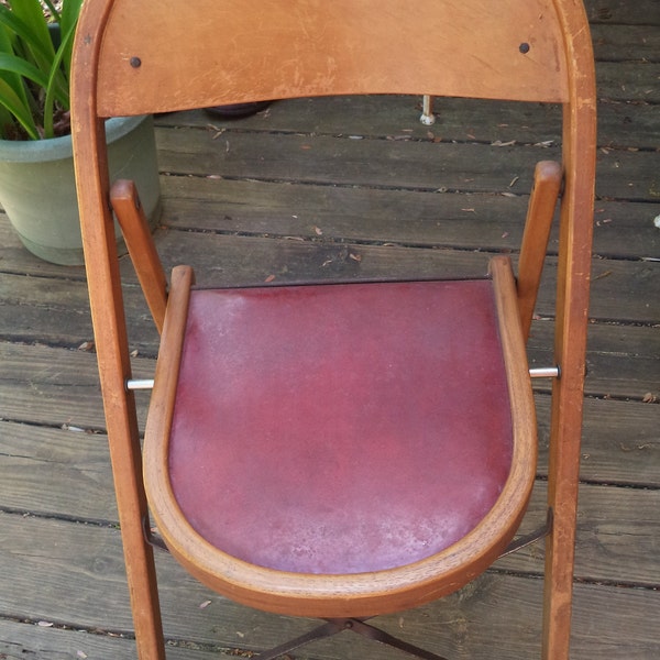 Antique Bentwood and Wrought Iron Folding Chair General Sales Co High Point NC Circa 40's