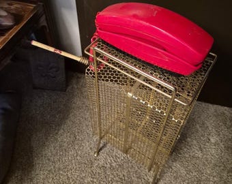 MCM Honeycomb Style Gold Metal Mesh Telephone Table Richard Galef Style Circa 50's