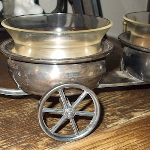Vintage FB Rogers Silver Plate Double Dish Relish Wagon