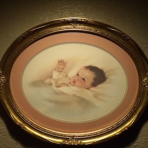 Bessie Pease Gutmann &quot;Awakening&quot; Print In Oval Wood Frame