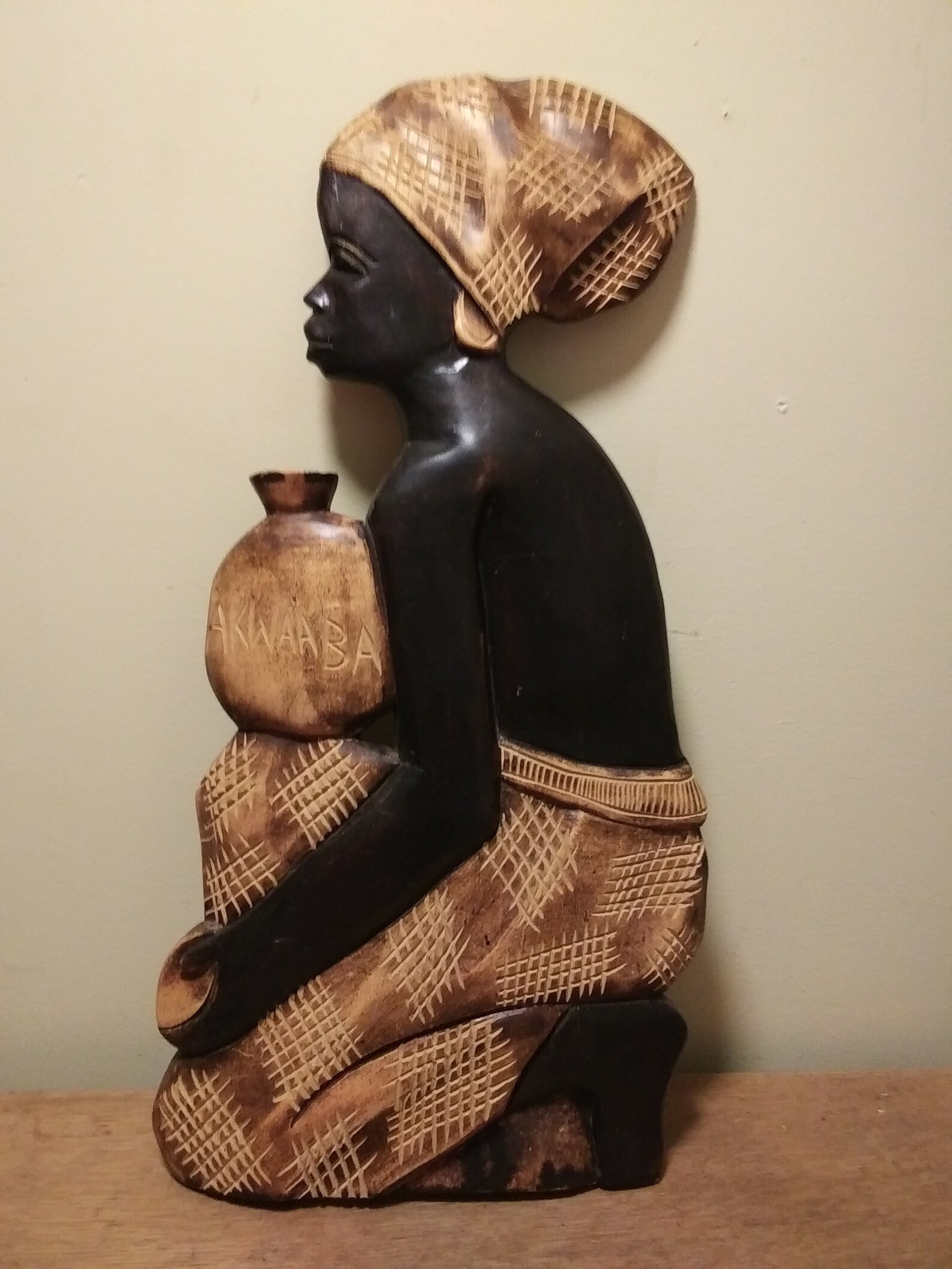 AKWAABA Vintage Hand Carved Woman Welcome Sign Aken Ghana / West Africa ...
