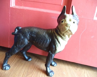 Vintage Cast Iron Boston Terrier Doorstop