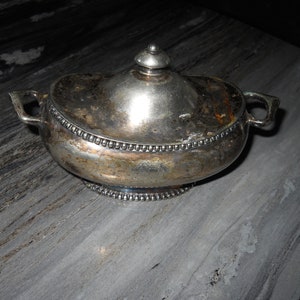 Great Northern Railway 1860&#39;s Antique Rogers Bros. Silver Plate Sugar Bowl with Lid