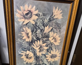 Vintage Sunflowers L Ritter Home Interiors and Gifts Inc Original Frame No Glass Circa 70's