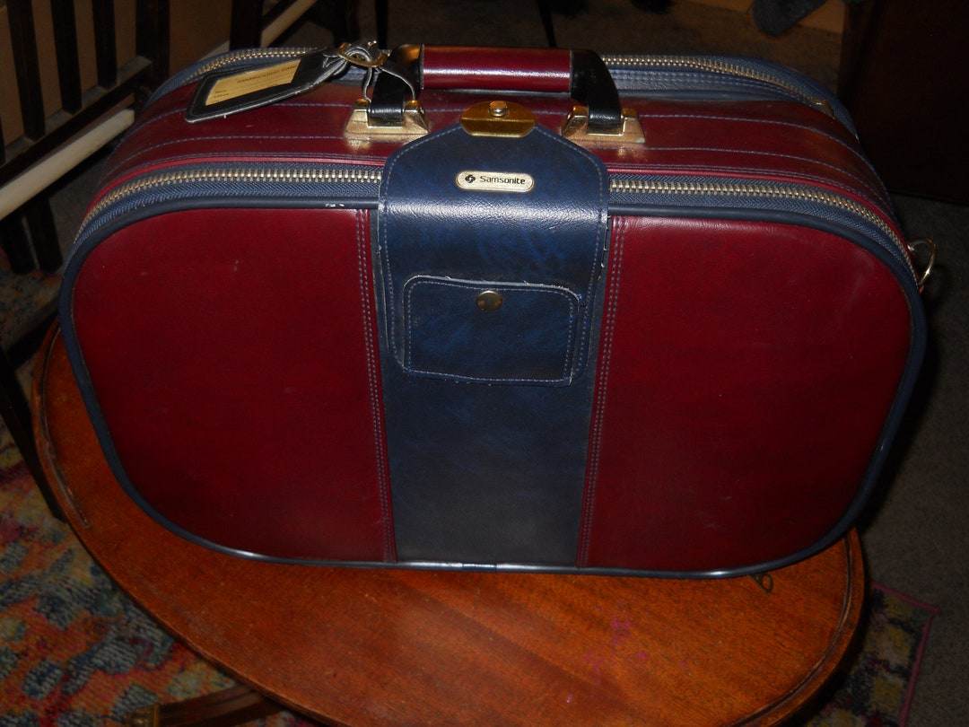 Vintage Samsonite Carry on Suitcase With Shoulder Strap Two Tone