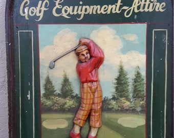 Original Hand Painted Antique Advertising Art J Peacock Golf