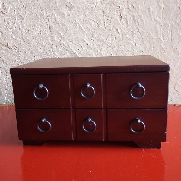 Retro Wood Table Top Jewelry Box