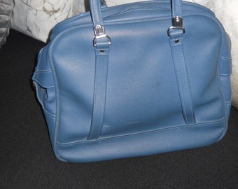 Sac De Nuit Bandoulière Vintage American Tourister - Cuir Bleu