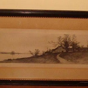 Antique Landscape Etching By E C Rost Copyright Radtke Lauckner & Co NY 1893