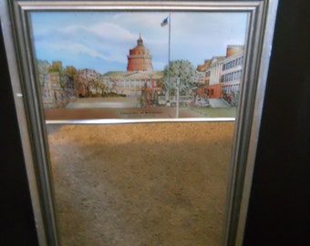 Vintage University of Rochester Eglomise Wall Mirror