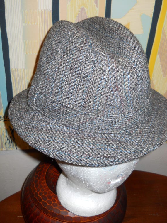 Vintage Pendleton Gray Houndstooth Fedora 100% Virgin Wool  display picture 1