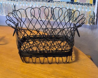 Vintage French Wirework Basket Heavy Scrolled Wire Construction