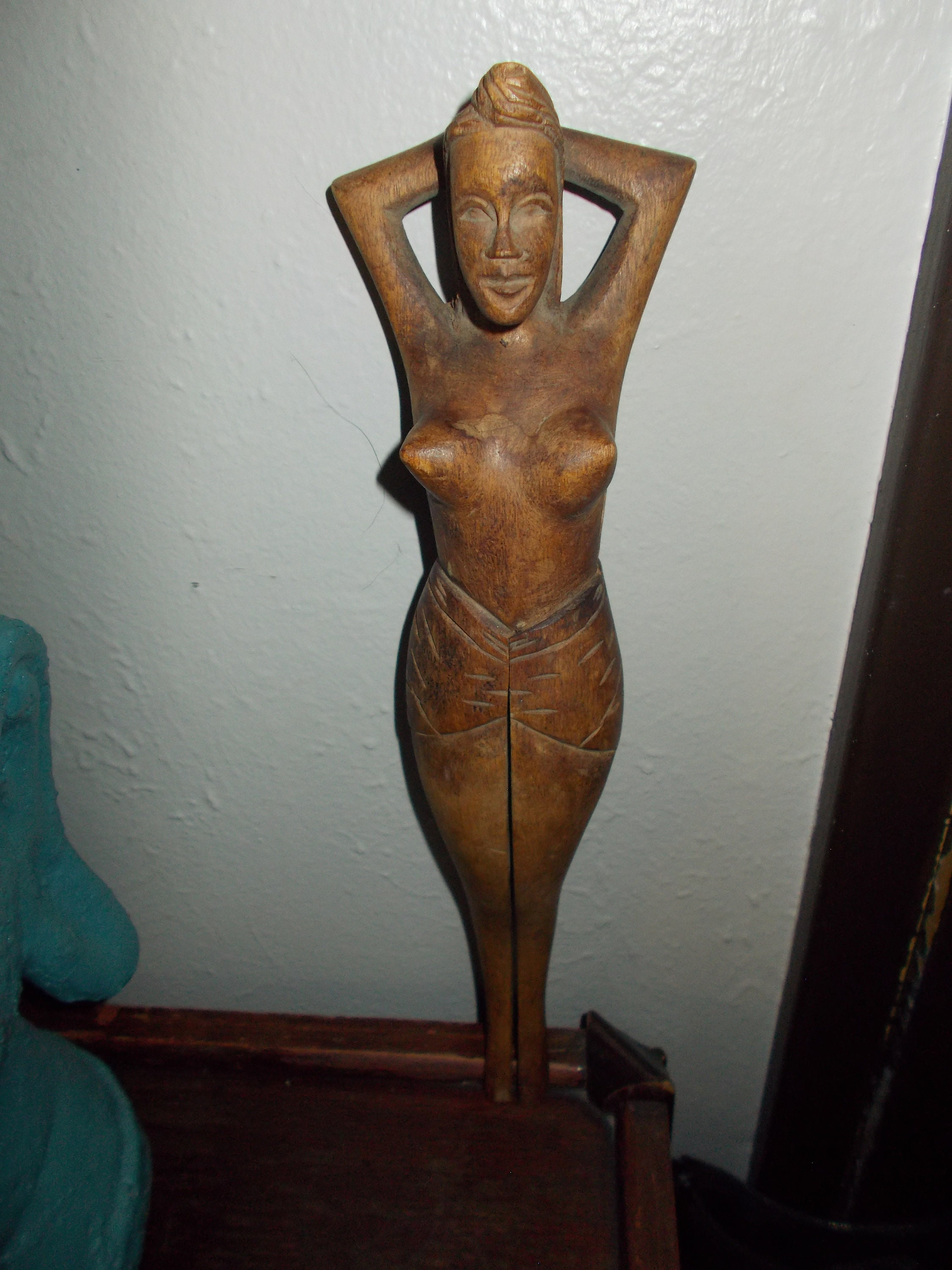 Casse-noisette Vintage En Bois Sculpté - Femme Nue - Déco Rustique