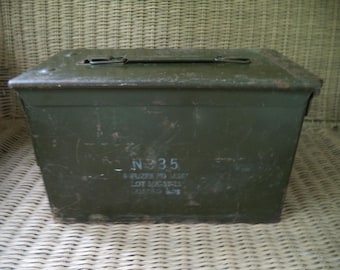 Vintage, Vietnam War, U.S. Army, Green, Metal, Artillery, Ammo Box