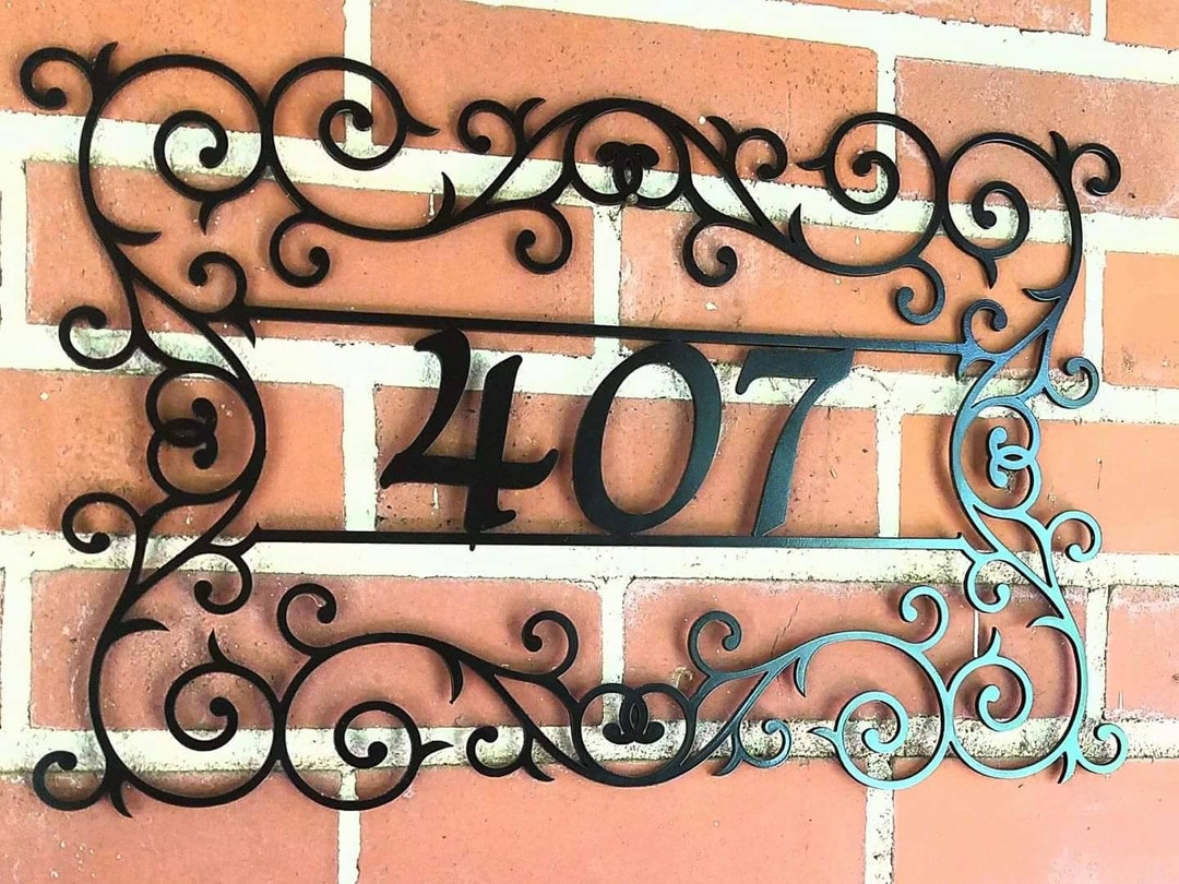 10in X 16in Laser Cut Metal Scrollwork House Number Sign - Etsy
