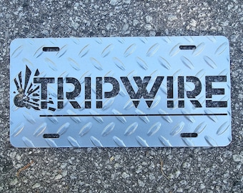 Diamond Plate  Car Tag/License Plate Custom Business Logo Laser Cut Metal Cutout