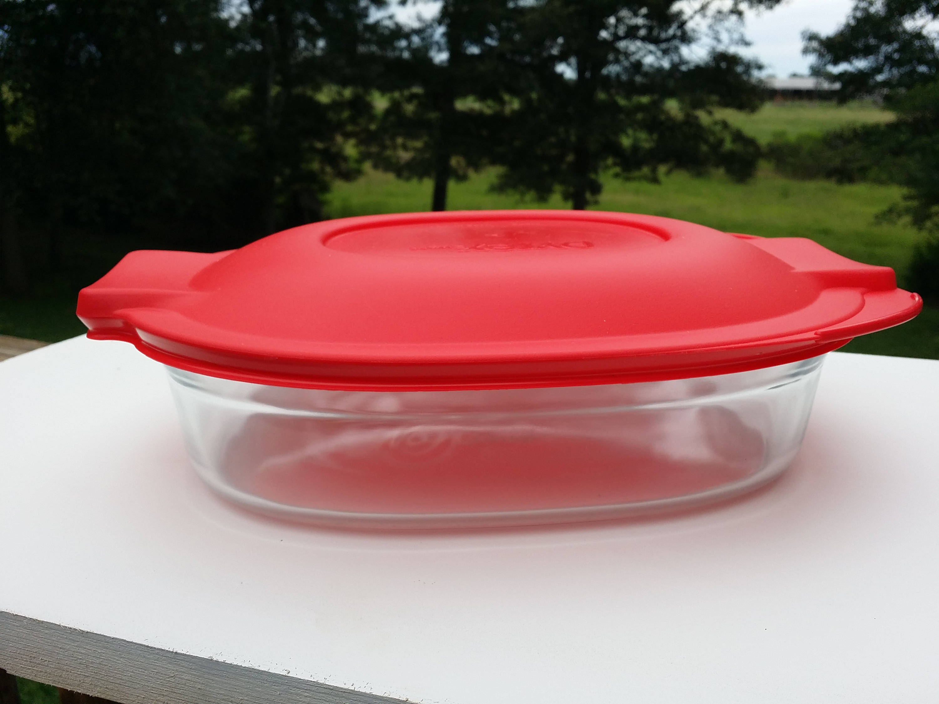 2.5 qt Pyrex Glass Baking Dish CLEAR with Red Plastic Lid Etsy