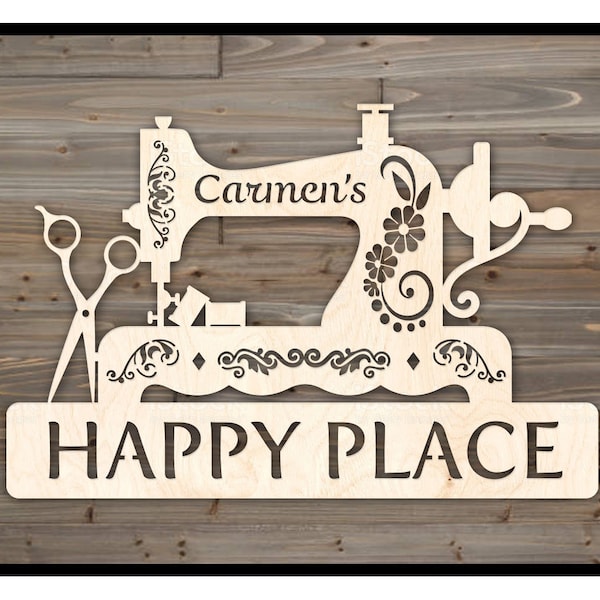 Happy Place Vintage Sewing Machine sign digital files