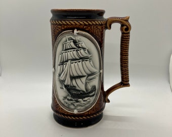 Vintage Nautical Beer Stein, Ship