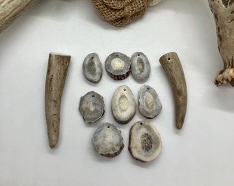 Deer Antler Pendants, Set of 10, Miscellaneous Lot