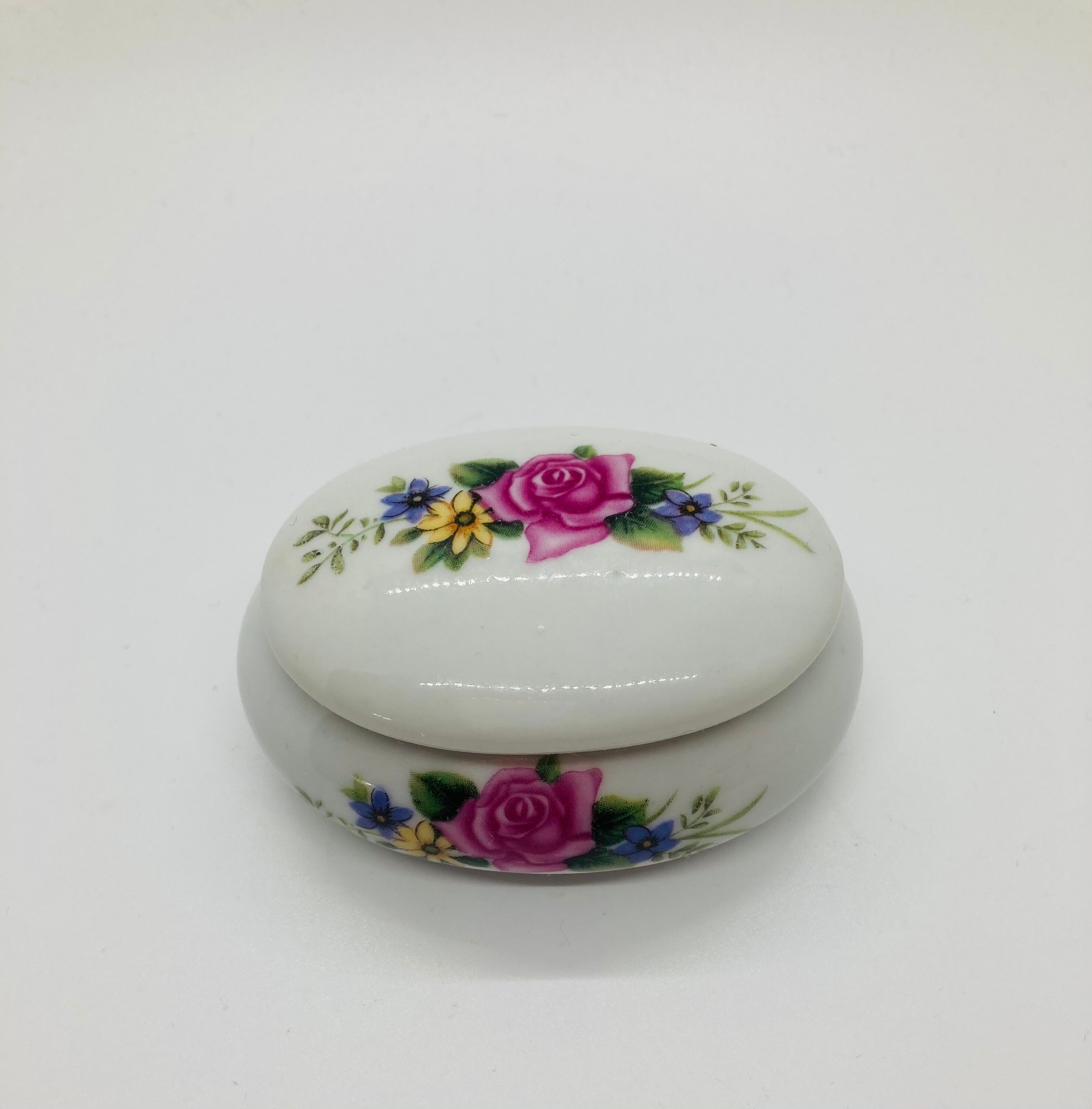Ceramic Trinket Box Floral Dish Etsy