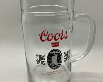 Vintage Coors Rocky Mountain Spring Water Clear Glass Stein