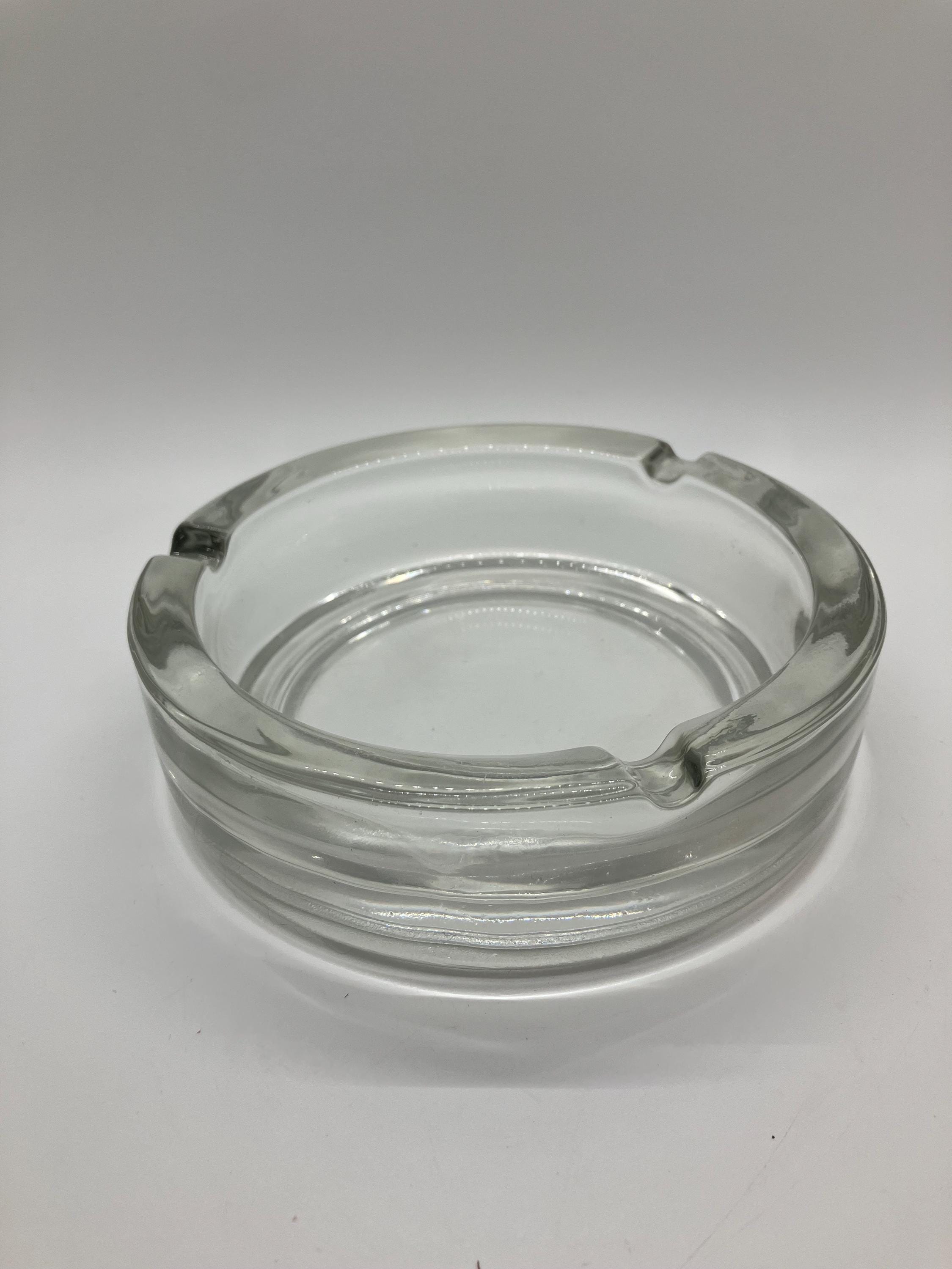 灰皿 WDS SEA (Round-glass) ASH TRAY Large Clear Glass Ashtray Heavy 4 Rests Round Circular 7