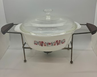 Fire King Primrose Casserole Dish with Warmer