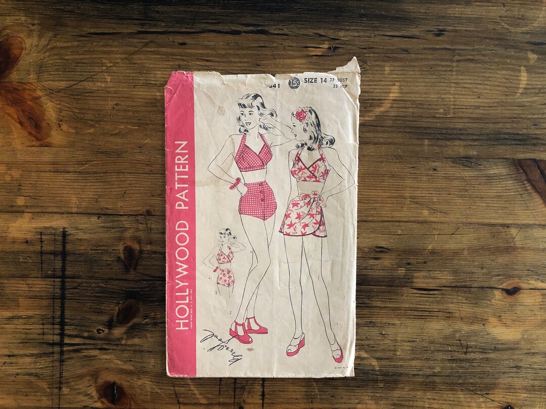 Playsuit Pin-up Style Bathing Suit Original Vintage Paper Sewing
