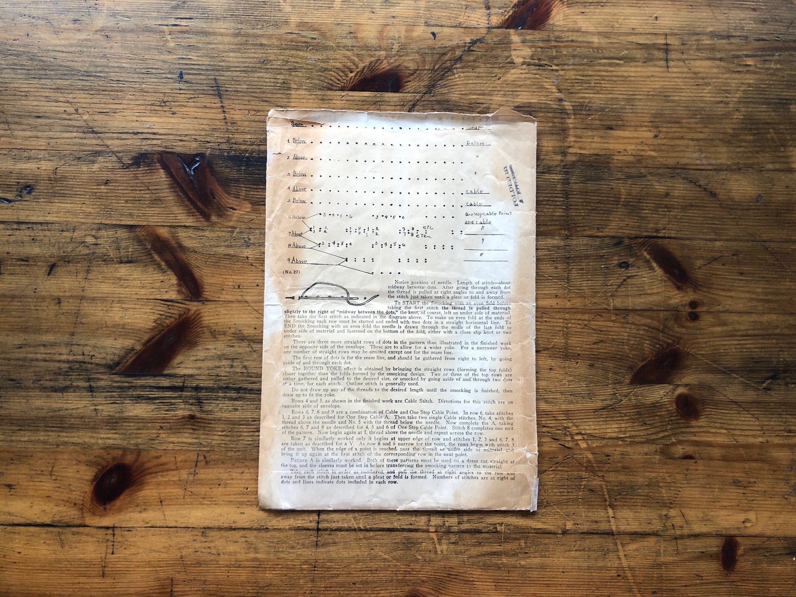 1920s Smock Dots Transfer Original 20s Houswife Paper Smocking Transfer