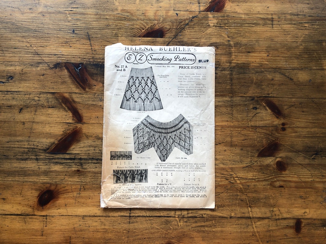 1920s Smock Dots Transfer Original 20s Houswife Paper Smocking Transfer