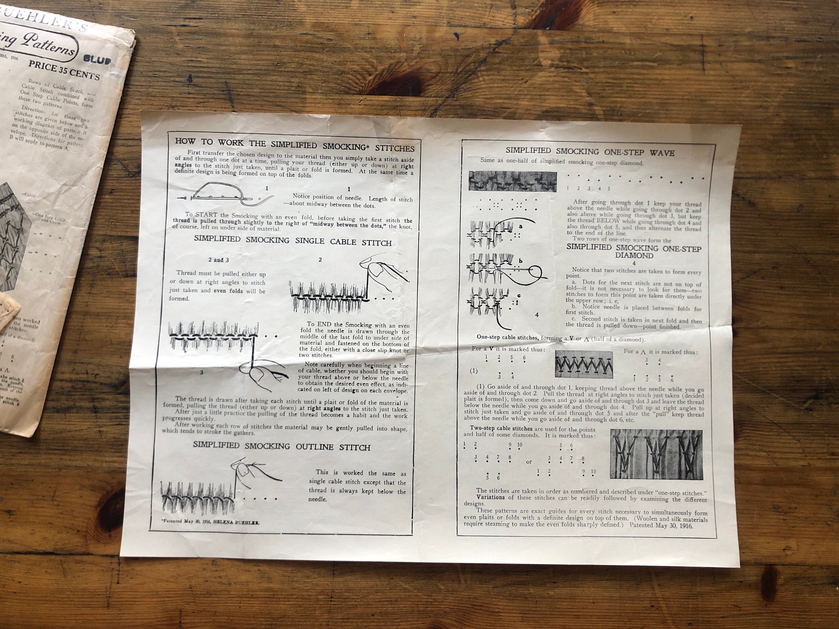 1920s Smock Dots Transfer Original 20s Houswife Paper Smocking Transfer